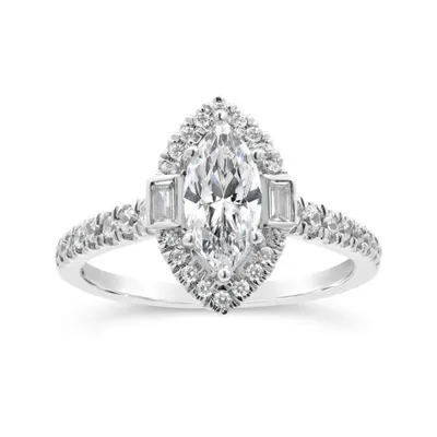 Jenny Packham 18K White Gold Lab Grown 1.50CTW Marquise Diamond Bridal Ring