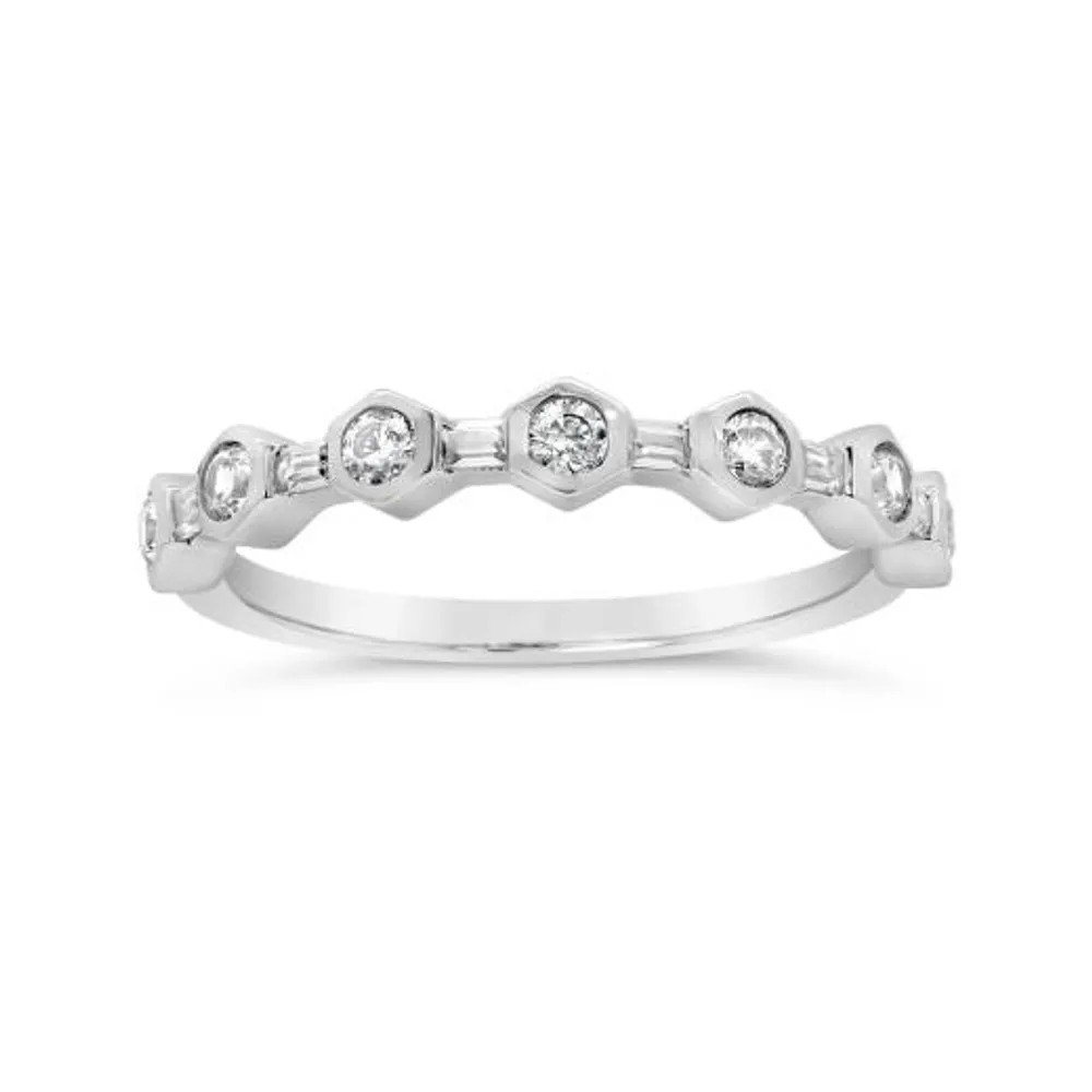 Jenny Packham 18K White Gold Lab Grown 0.40CTW Diamond Honeycomb Band