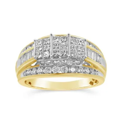 10K Yellow Gold 1.00CTW Princessa Diamond Ring