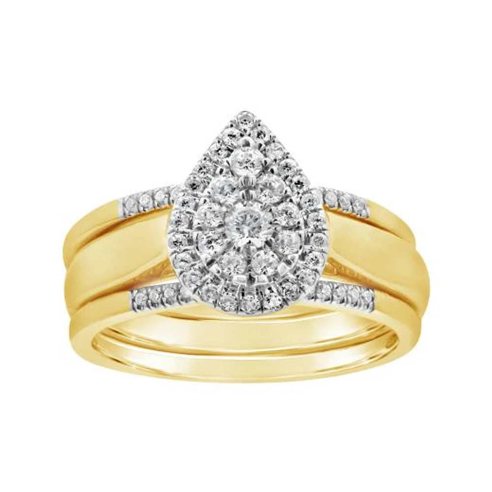 10K Yellow Gold 0.50CTW Three Piece Diamond Bridal Set