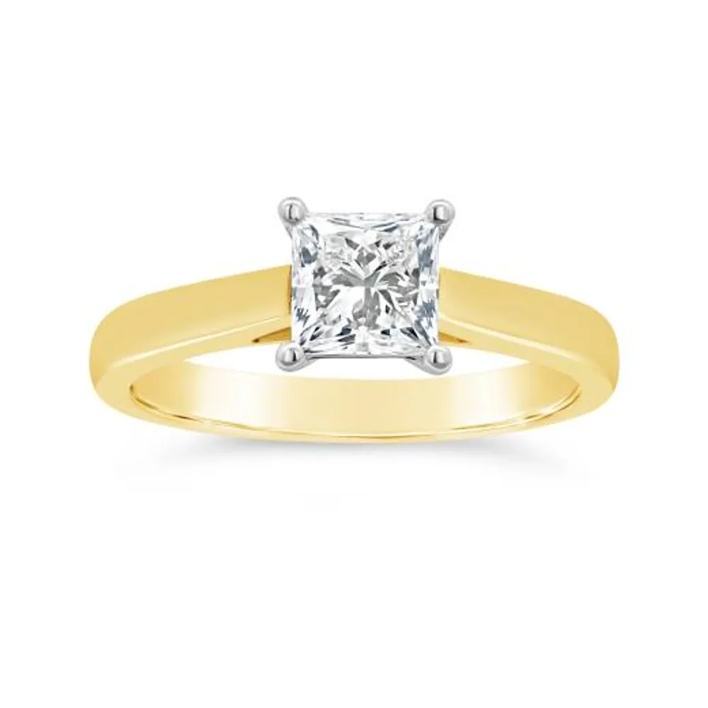 New Brilliance 14K Yellow Gold Lab Grown 1.00CT Princess Cut Diamond Ring