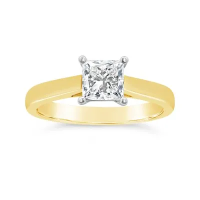 New Brilliance 14K Yellow Gold Lab Grown 1.00CT Princess Cut Diamond Ring