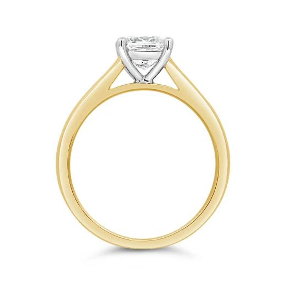 New Brilliance 14K Yellow Gold Lab Grown 1.00CT Princess Cut Diamond Ring