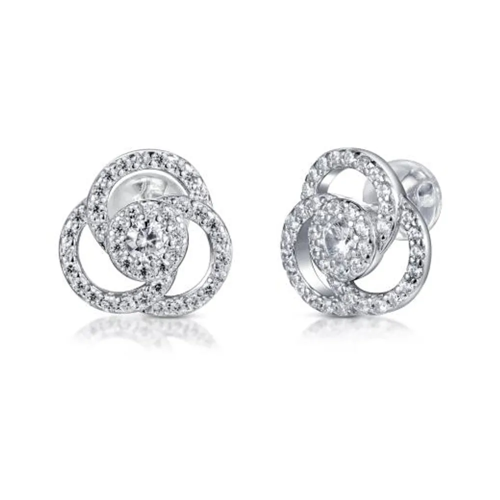 Sterling Silver Cubic Zirconia Love Knot Earring