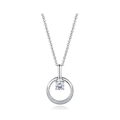 Sterling Silver Cubic Zirconia Circle 19" Pendant