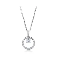 Sterling Silver Cubic Zirconia Circle 19" Pendant