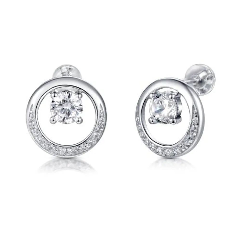 Sterling Silver Cubic Zirconia Circle Earrings