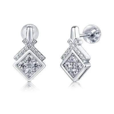 Sterling Silver Cubic Zirconia Geometric Earring