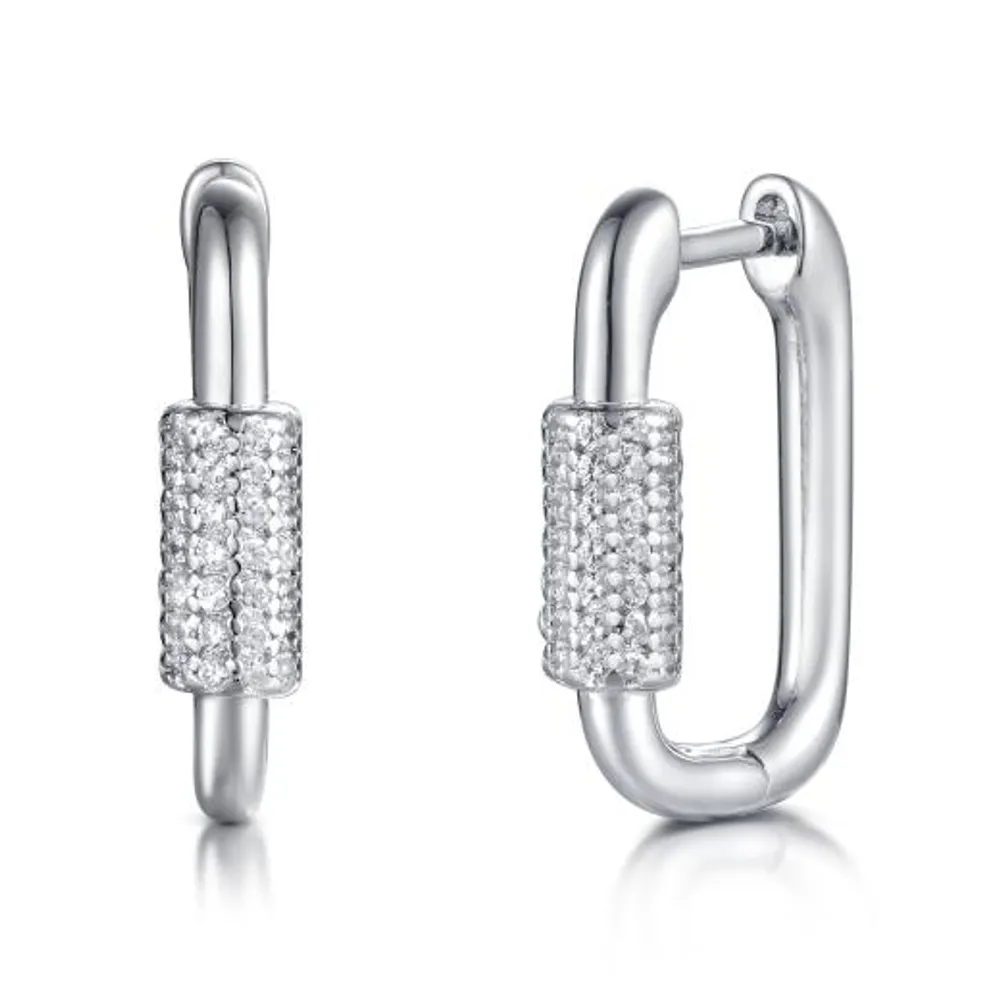 Sterling Silver Cubic Zirconia Hoop Earring