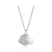 Sterling Silver Cubic Zirconia Heart 19" Pendant