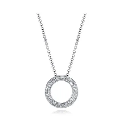 Sterling Silver Cubic Zirconia Round Twisted 19" Pendant