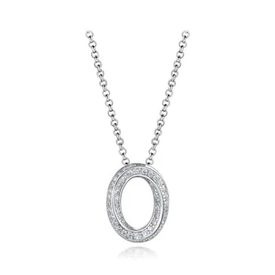 Sterling Silver Cubic Zirconia Oval Twisted 19" Pendant