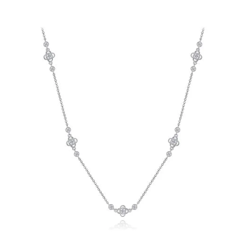 Sterling Silver Cubic Zirconia Adjustable Necklace