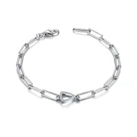 Sterling Silver Cubic Zirconia Triangle Link 7" Bracelet