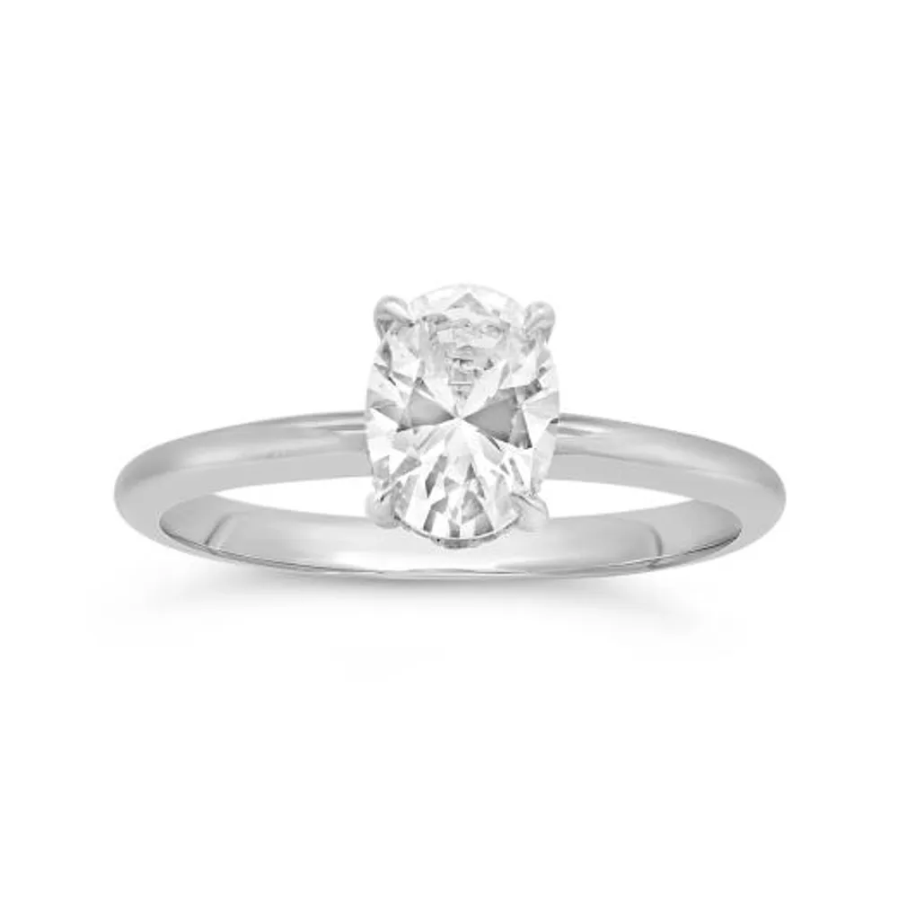 New Brilliance 14K White Gold Lab Grown 1.26CTW Oval Diamond Solitaire Ring