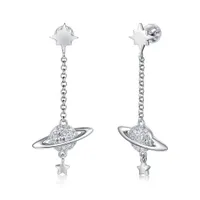 Sterling Silver Cubic Zirconia Planet Drop Earrings