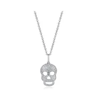 Sterling Silver Cubic Zirconia Skull 19" Pendant