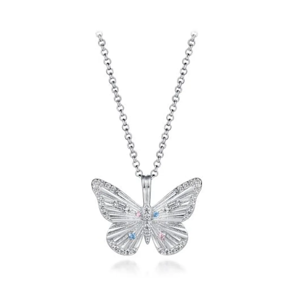 Sterling Silver Cubic Zirconia Butterfly Pendant