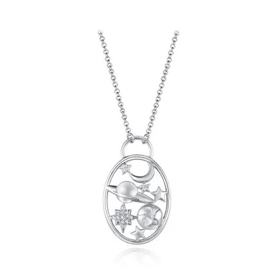 Sterling Silver Cubic Zirconia Night Sky 19" Pendant