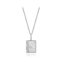 Sterling Silver Cubic Zirconia Celestial 19" Book Locker Pendant