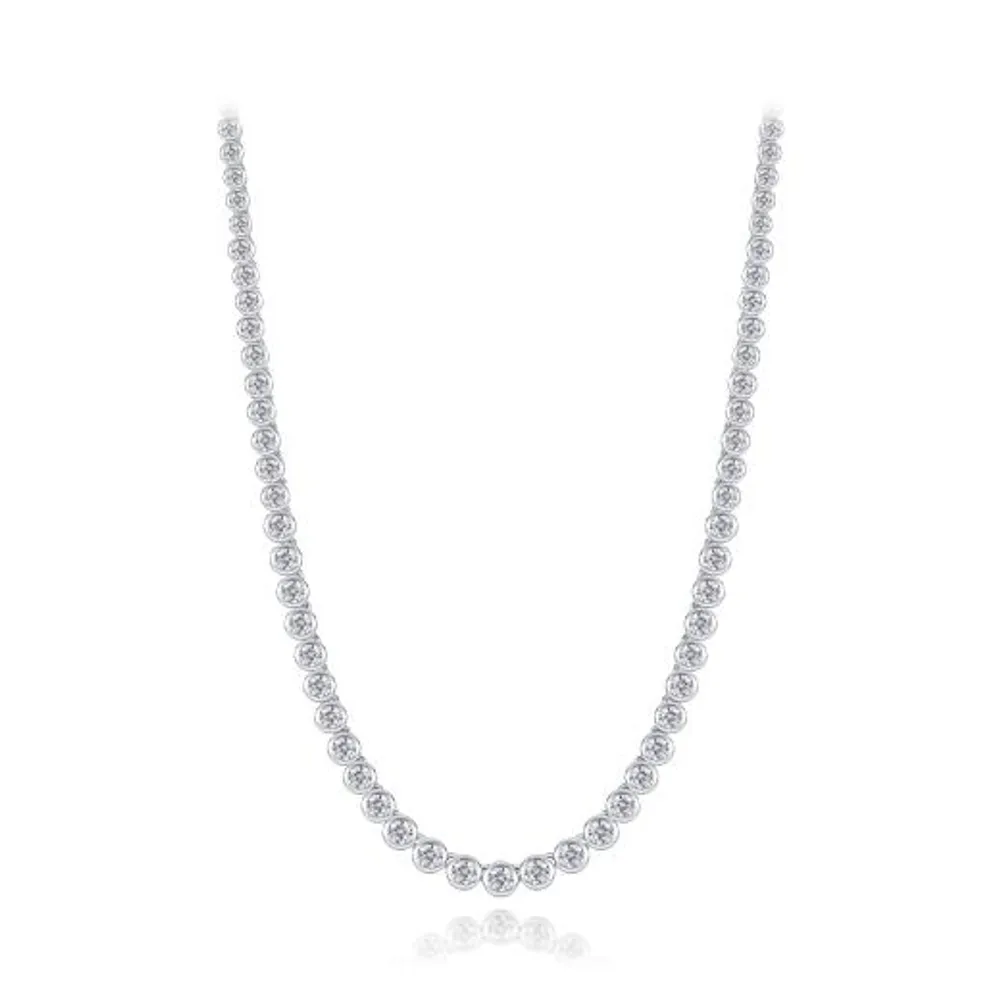 Sterling Silver Cubic Zirconia Adjustable Choker Necklace