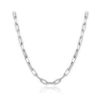 Sterling Silver 18" Cubic Zirconia Paperclip Link Necklace