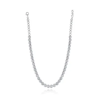 Sterling Silver 17" Cubic Zirconia Adjustable Choker Necklace