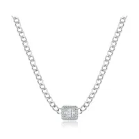 Sterling Silver 16.5" Cubic Zirconia Choker Necklace