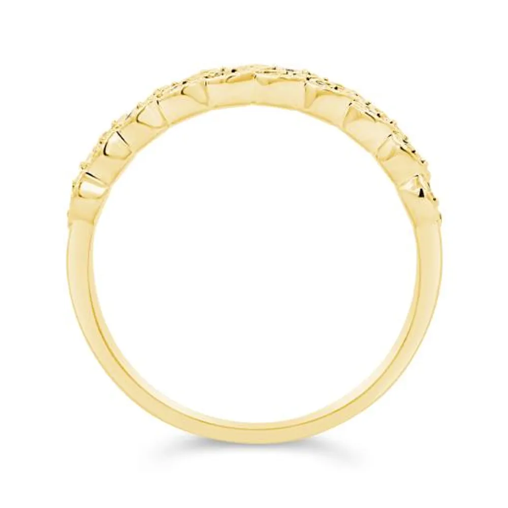 10K Yellow Gold Double Row Diamond Stacking Ring