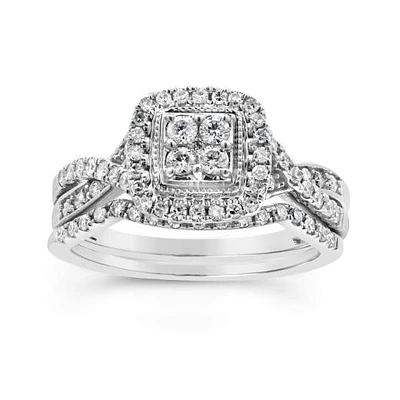 10K White Gold 0.50CTW Diamond Bridal Set