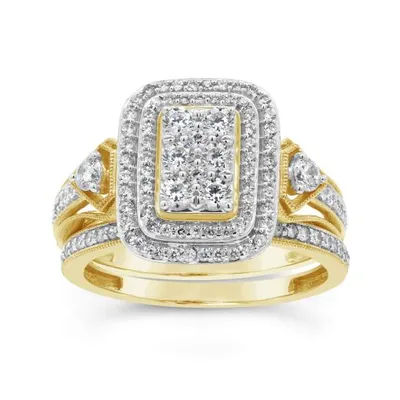 10K Yellow Gold 0.95CTW Diamond Bridal Set