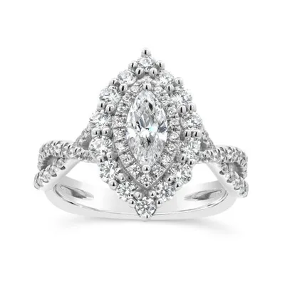 My Diamond Story 14K White Gold Canadian 1.33CTW Marquise Diamond Bridal Ring