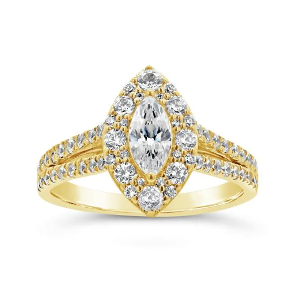 My Diamond Story 14K Yellow Gold Canadian 1.50CTW Marquise Diamond Bridal Ring
