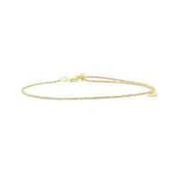 10K Yellow & White Gold 1.3mm Adjustable 11" Sparkle Anklet