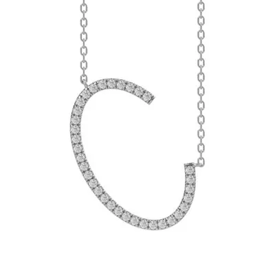 New Brilliance Sterling Silver Lab Grown 0.75CTW Diamond Initial "C" Necklace