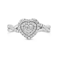 14K White Gold 0.58CTW Heart Shaped Diamond Bridal Ring