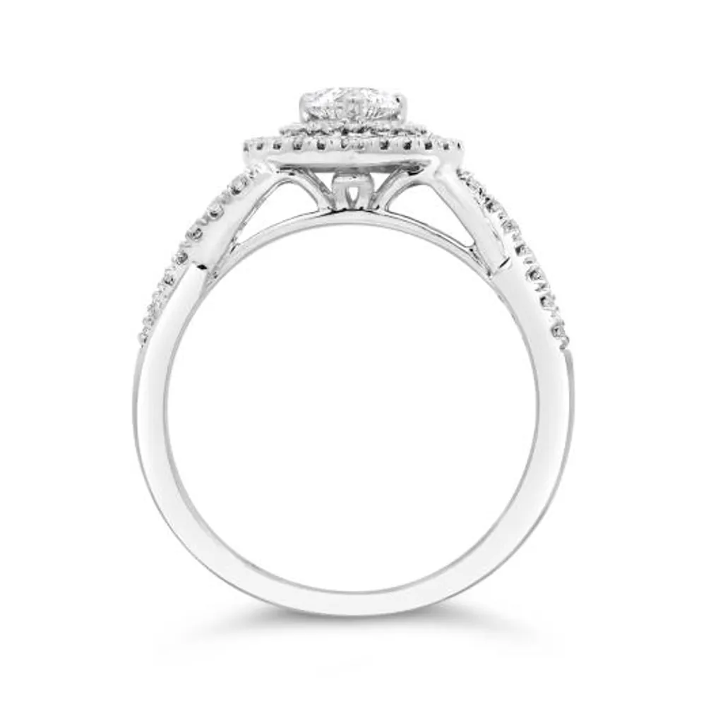 14K White Gold 0.58CTW Heart Shaped Diamond Bridal Ring