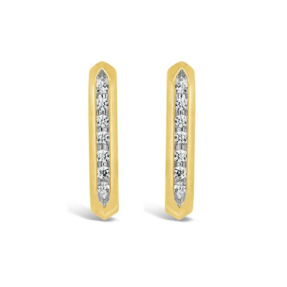 10K Yellow Gold 0.12CTW Diamond Hoop Earrings