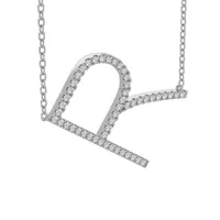 New Brilliance Sterling Silver Lab Grown 0.75CTW Diamond Initial "R" Necklace