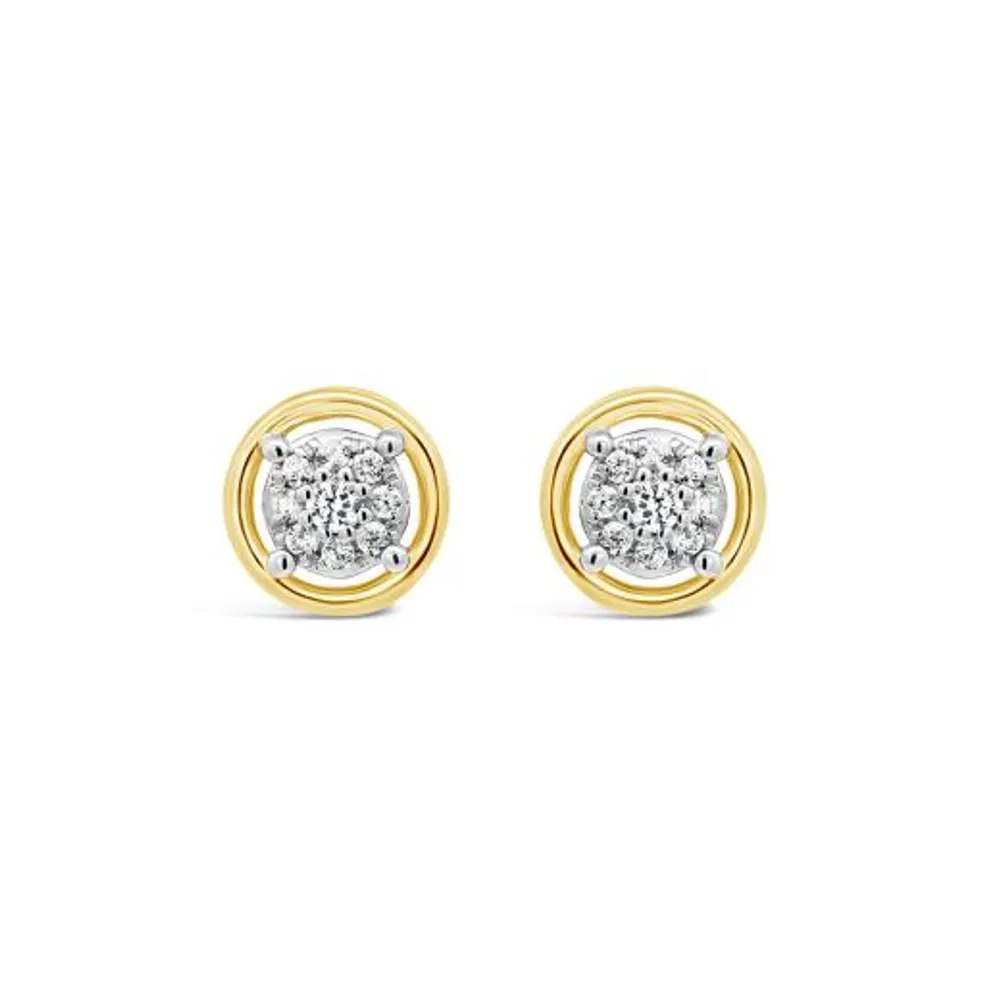 Bouquet 10K Yellow Gold 0.15CTW Diamond Earrings