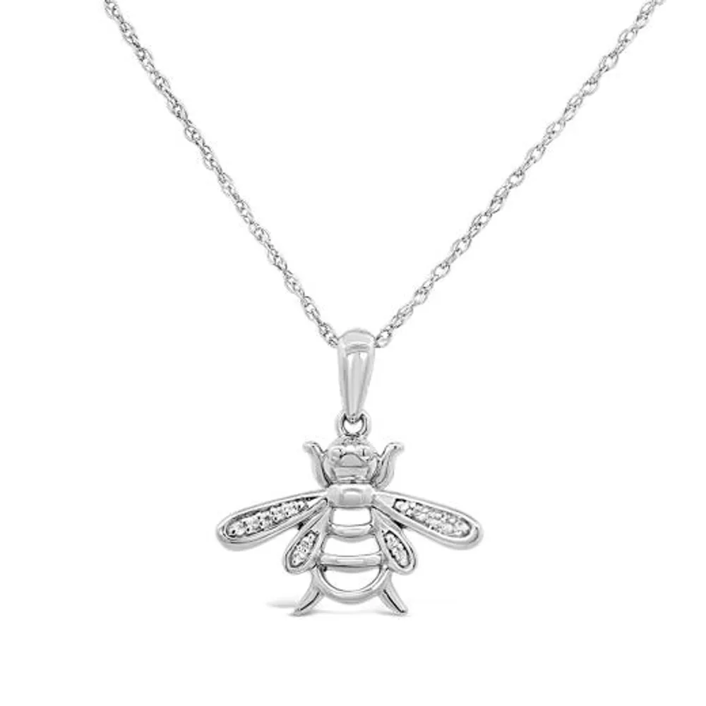 Bella Moda Sterling Silver Diamond Bee Pendant