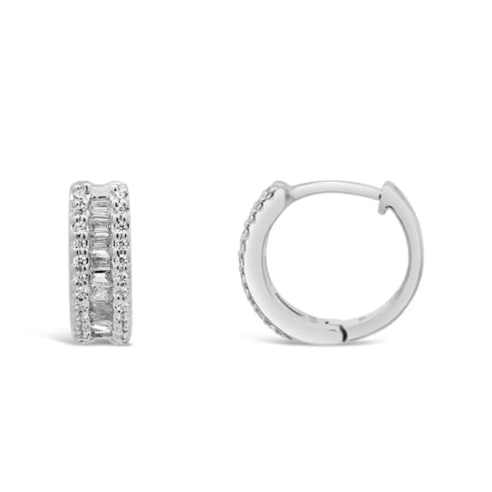 10K White Gold 0.20CTW Diamond Hoop Earrings