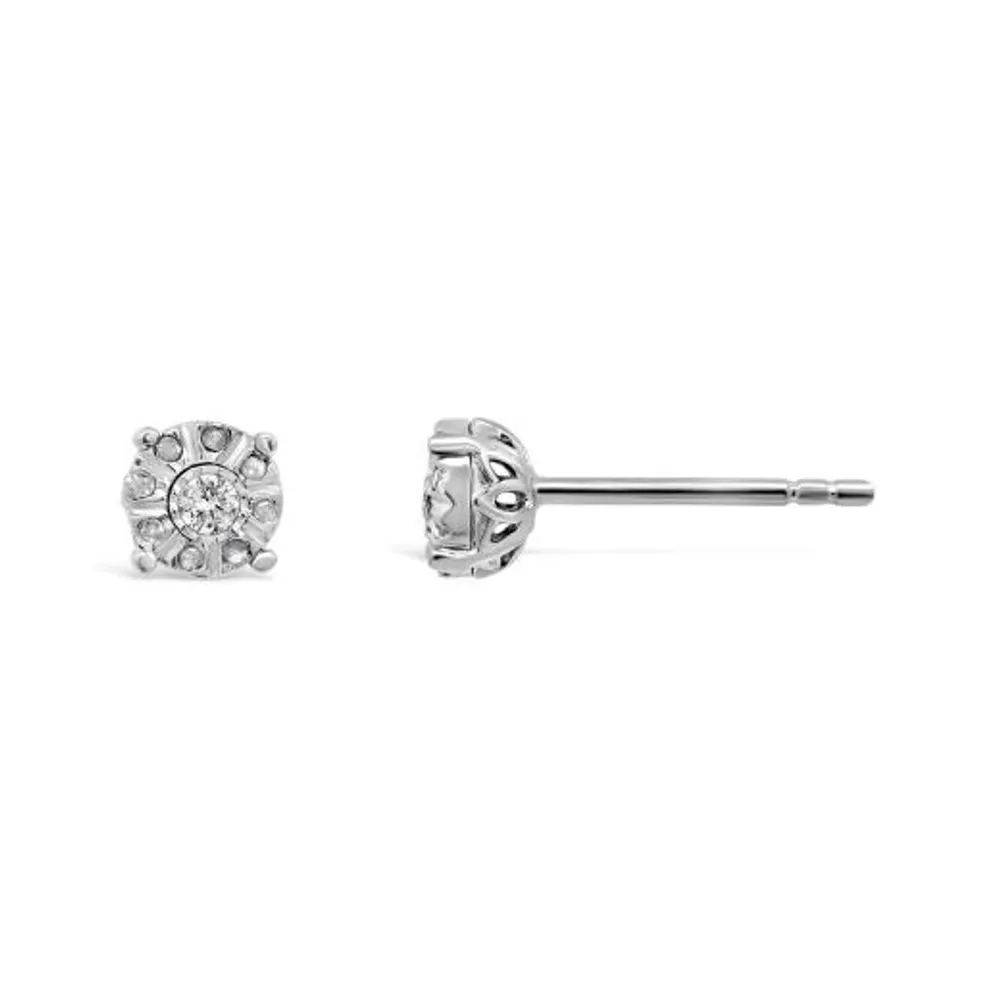Sterling Silver Diamond Stud Earrings