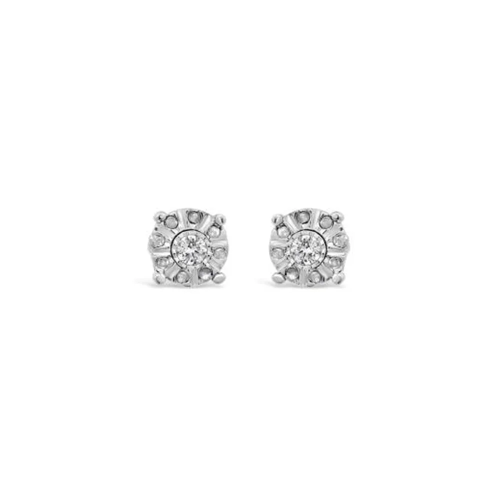 Sterling Silver Diamond Stud Earrings