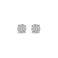 Sterling Silver Diamond Stud Earrings
