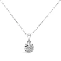 Sterling Silver Round Diamond Pendant