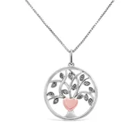 Sterling Silver & Rose Gold Plated Diamond Tree Of Life Pendant