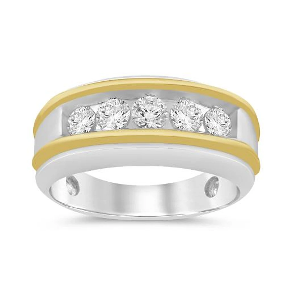 10K White and Yellow Gold Lab Grown 1.00CTW Diamond Ring
