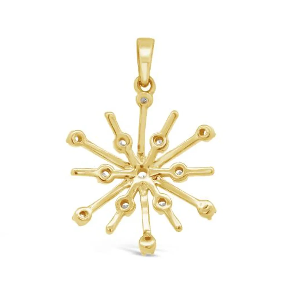 10K Yellow Gold 0.10CTW Diamond Snowflake Pendant