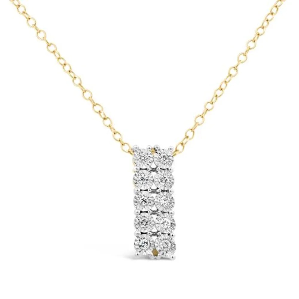 10K Yellow Gold 0.10CTW Double Bar Diamond Pendant